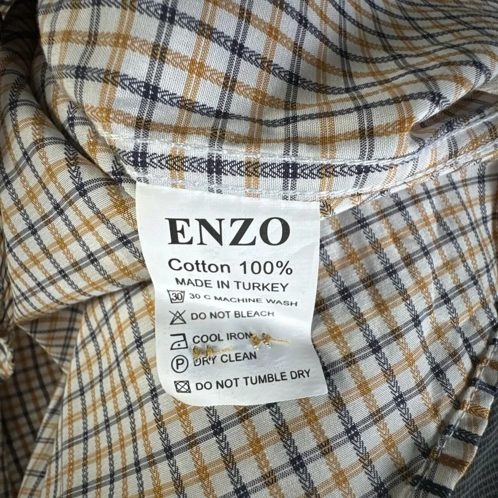 Enzo Tovare Italy Plaid Button Down Shirt, Men's‎ XL